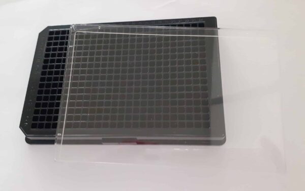 Tissue culture treated Black 384 well plate with lid